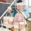 Five-piece Bag Girl Student Plaid Backpack For Junior High School Students