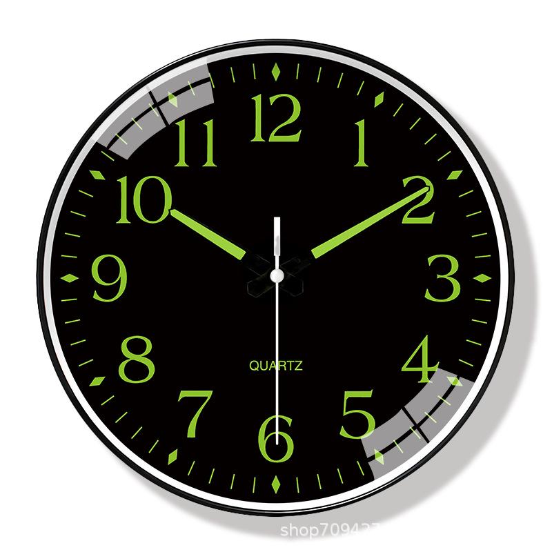 12-Inch Silent Luminous Wall Clock - Creative Fluorescent Bedroom Décor