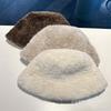 Autumn and winter solid color plush fisherman hat children popular simple bucket hat students big head circumference show washbasin hat