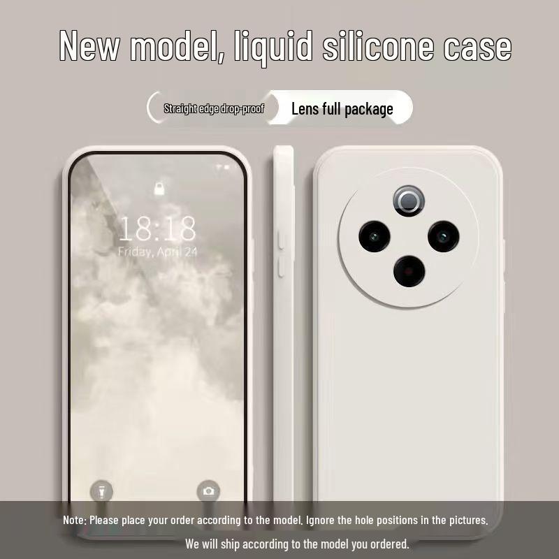 Vivo Y300pro+ Soft Silicone Cube Case: Solid Color, Liquid, Drop-Proof, All-Inclusive, Straight Edge Design