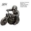 3D Printed Resin Model Skull Motorcycle Rider Statue, Cool Gothic Biker Skeleton Halloween Party Decoration Figurine, Motorbike Sculpture Desktop Car