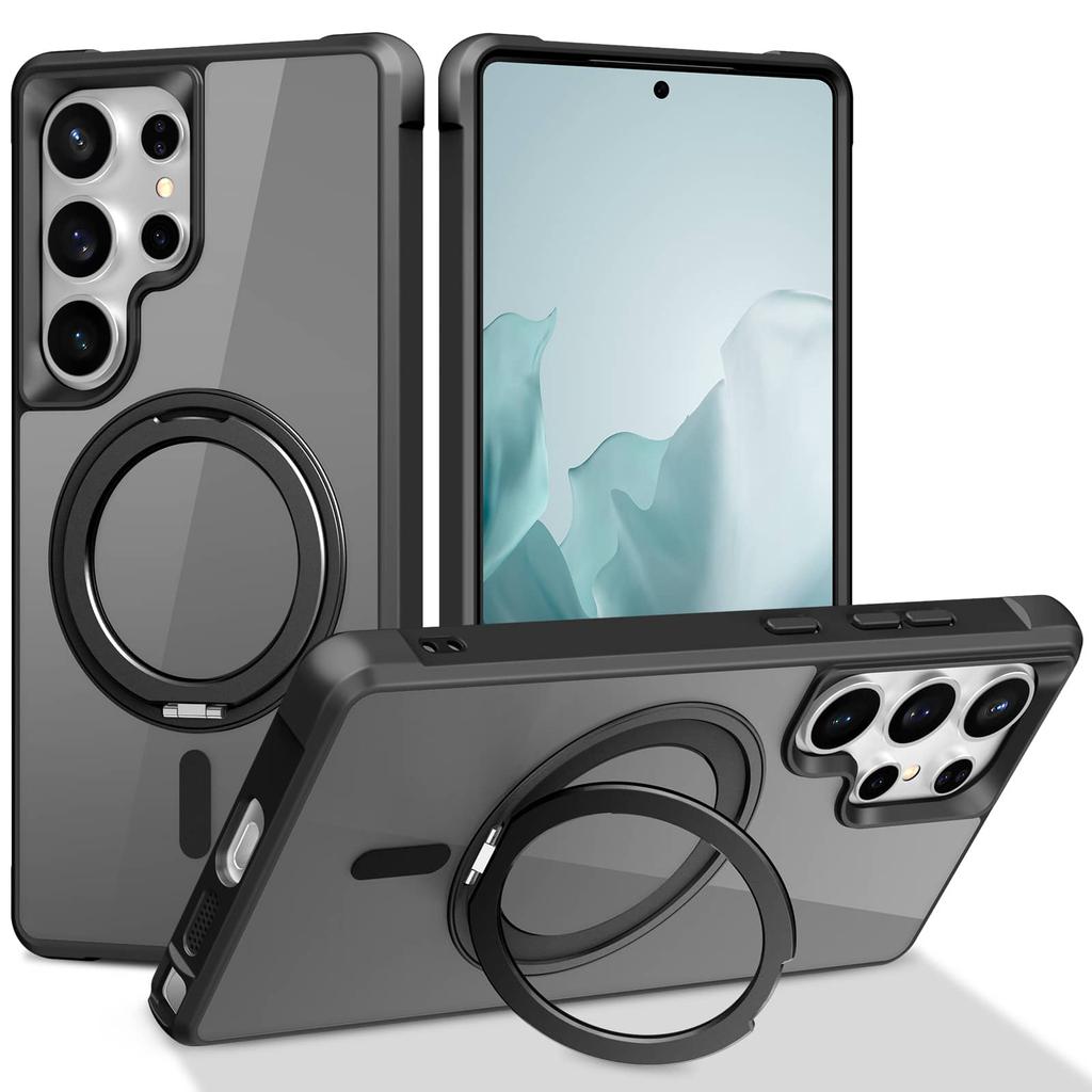 For Samsung Galaxy S25/S24 Ultra/S25 Plus Case with 360° Rotatable Magnetic Ring[Compatible with Magnetic][Invisible Kickstand]