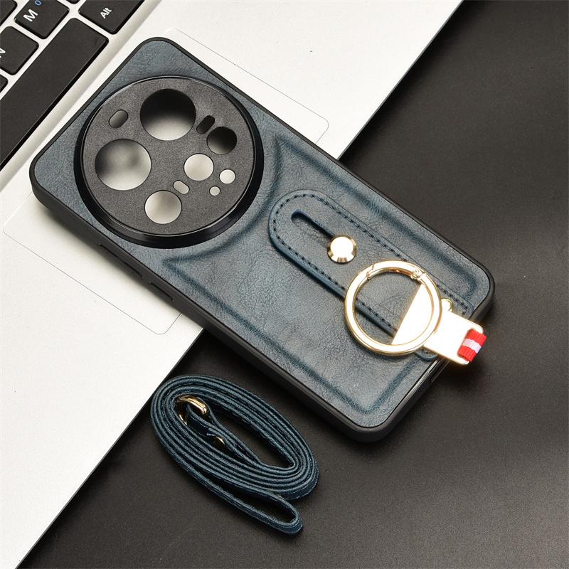 For  15 Ultra Case Fashion Ring WristStrap Leather Phone Holder Case For  15 Ultra Drop-Resistant Cover