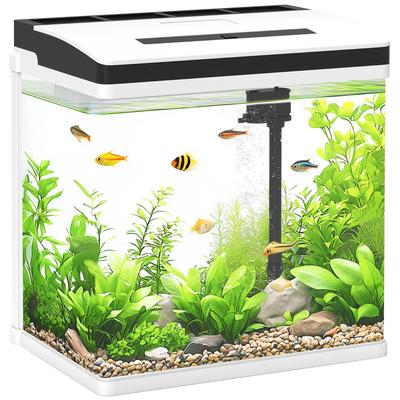 28L Glass Aquarium Fish Tank with Filter, LED Lighting, for Betta, Guppy, Mini Parrot Fish, Shrimp, 38 X 26 X 39.5cm