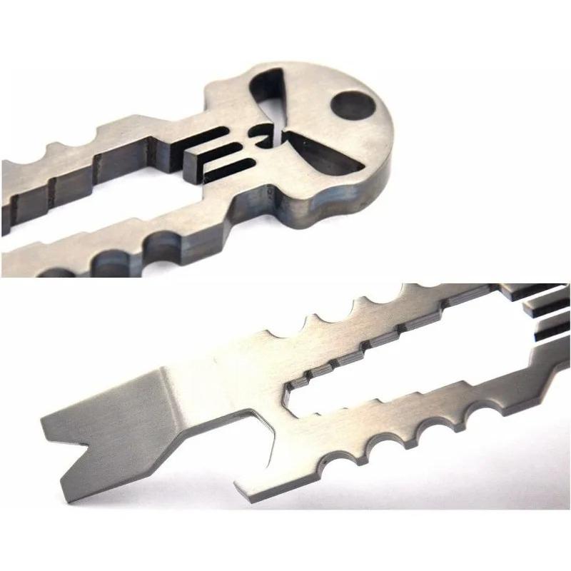 1pcs New EDC Pry Bar with Bottle Opener Function Outdoor Stainless Steel Tactical Pocket Multifunctional Tool Skeleton Keychain
