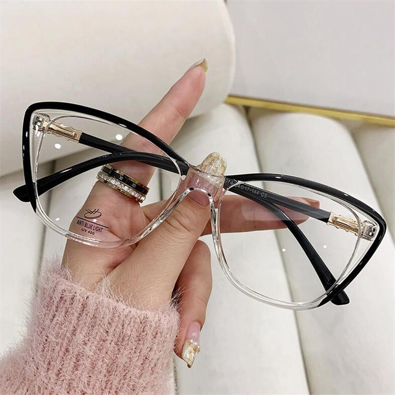 New Blue Light Blocking Cat Eye Prescription Eyeglasses With Cylinder TR90 Trend Myopia Eyeglasses Woman 0 -0.5 -0.75 To -6.0