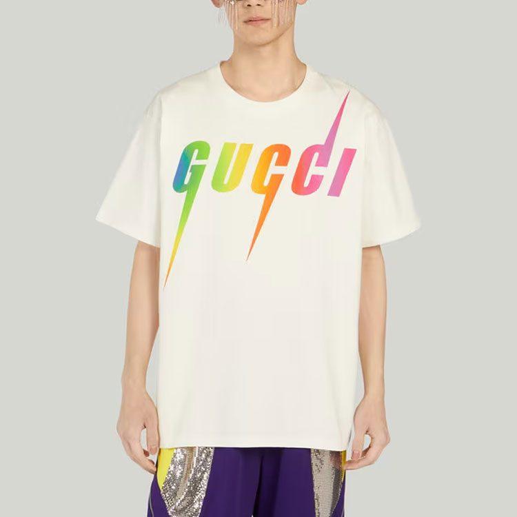 GUCCI T Shirts Men's Ecru Crew Neck Moderate 616036-XJFF9-9095