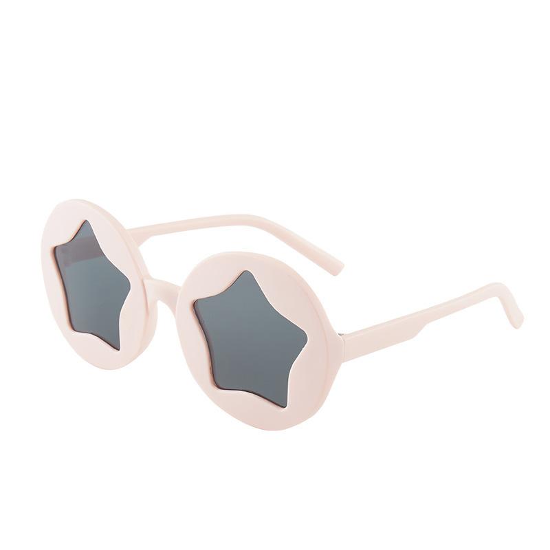 

New Children Round Frame Five Pointed Star Peronalized Decoration Baby Fahion Cute Sunhade Korean Edition Colored sun glasses розовый