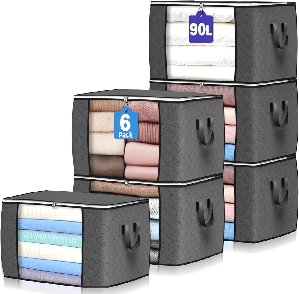 Large Storage Bags,  Clothes Storage Bins Foldable Closet Organizers Storage Containers for Clothing Blanket Comforters Bed Sheets Pillows and Toys
