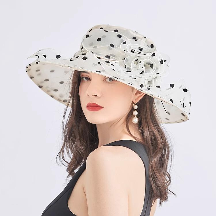 2025Newest Hot Fashion 1Pcs Mesh Ruffles Flower Women Kentucky Derby Wide Brim Wedding Church Occasional Organza Sun Hat