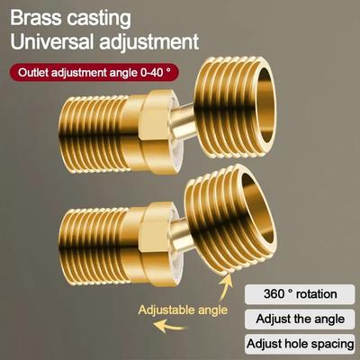Adaptador de Grifo de Ducha de Cobre con Pie Angulado Curvo Ajuste de Ángulo Giratorio 360° Accesorios de Conexión Alargados Montados en Pared
