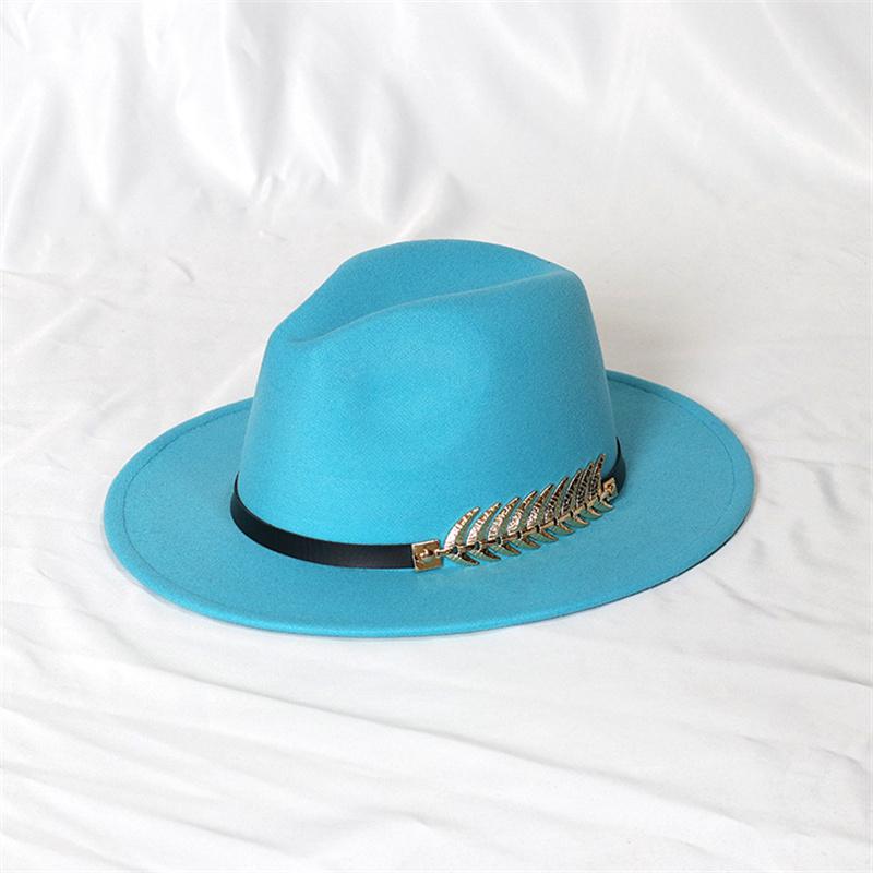 Fedora Men'S Fedora Neutral Wide Brim Jazz Hat Feather Belt Autumn And Winter British Vintage Panama Hat