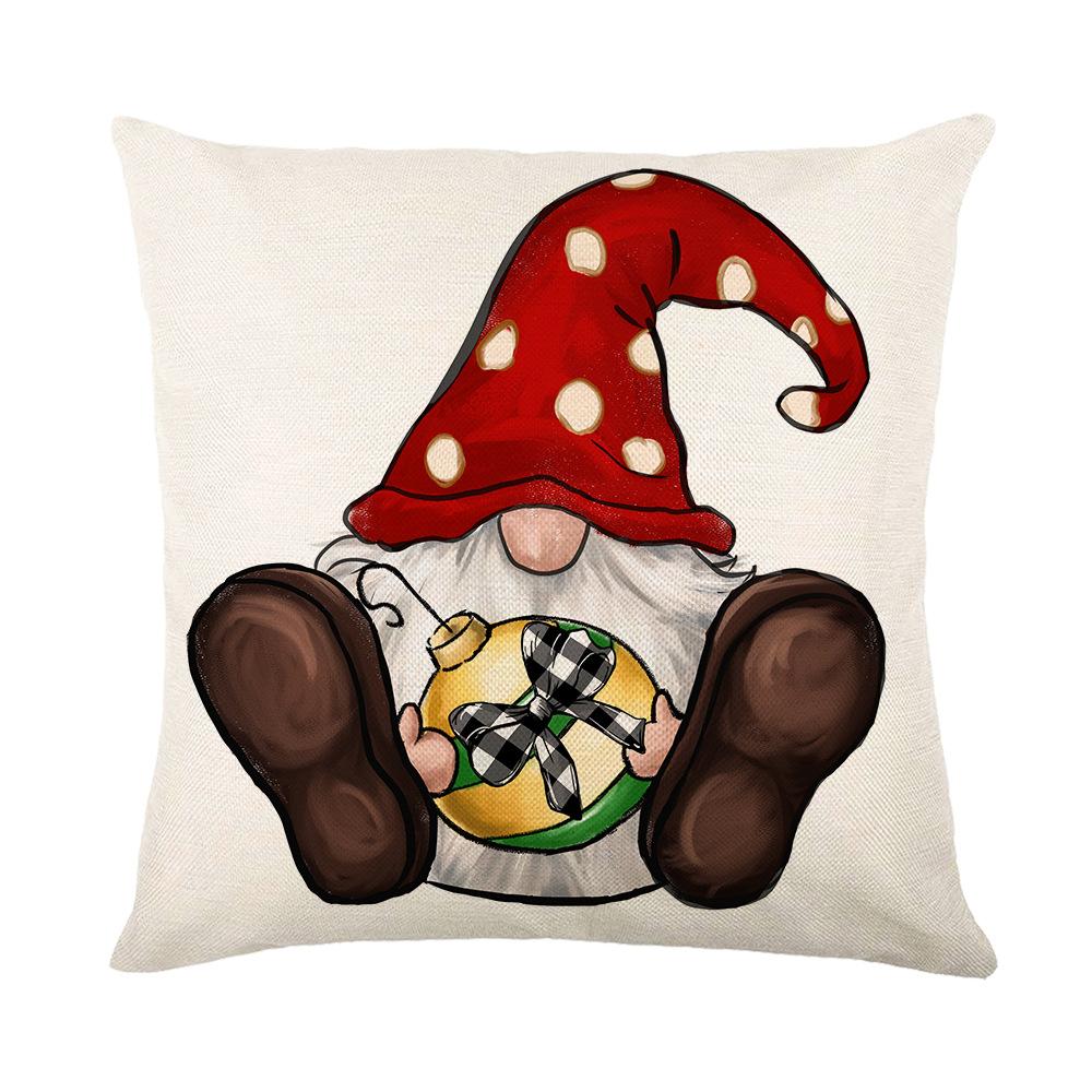 Santa Claus Print Pillow Cover Linen Home Living Room Sofa Cushion Cover Pillow Cover