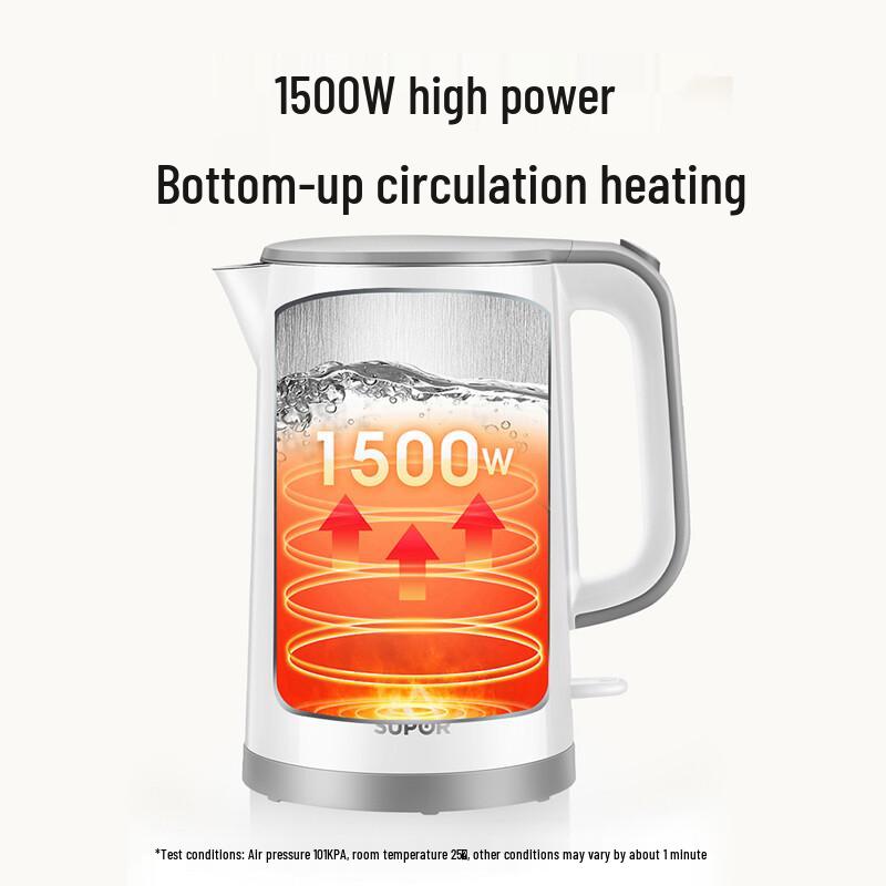 SUPOR ZMD 1.5L Stainless Steel Electric Kettle CN plug (adapter included)
