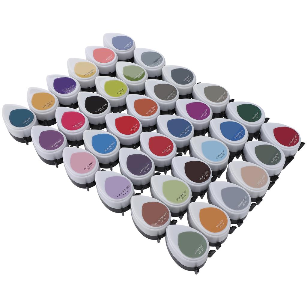 36Pcs Ink Pads Set Drop Shape DIY Portable Colorful Art Painting Stamp Accessories