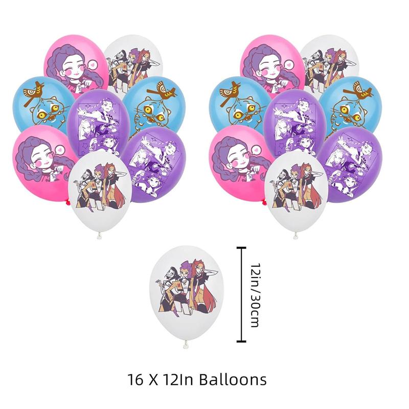 

Birthday Balloon Decoration Set for Kpop Demon Hunters, Tableware Banners Cake Topper Insert For Baby Shower Party Supplies