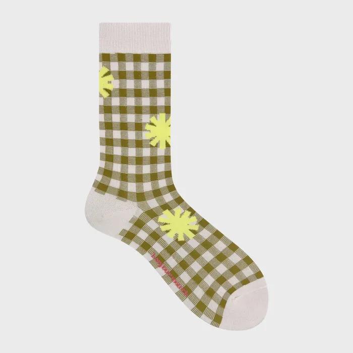 Flower stamp socks_pink