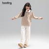 Girls' Vintage Striped Long Sleeve Polo Top