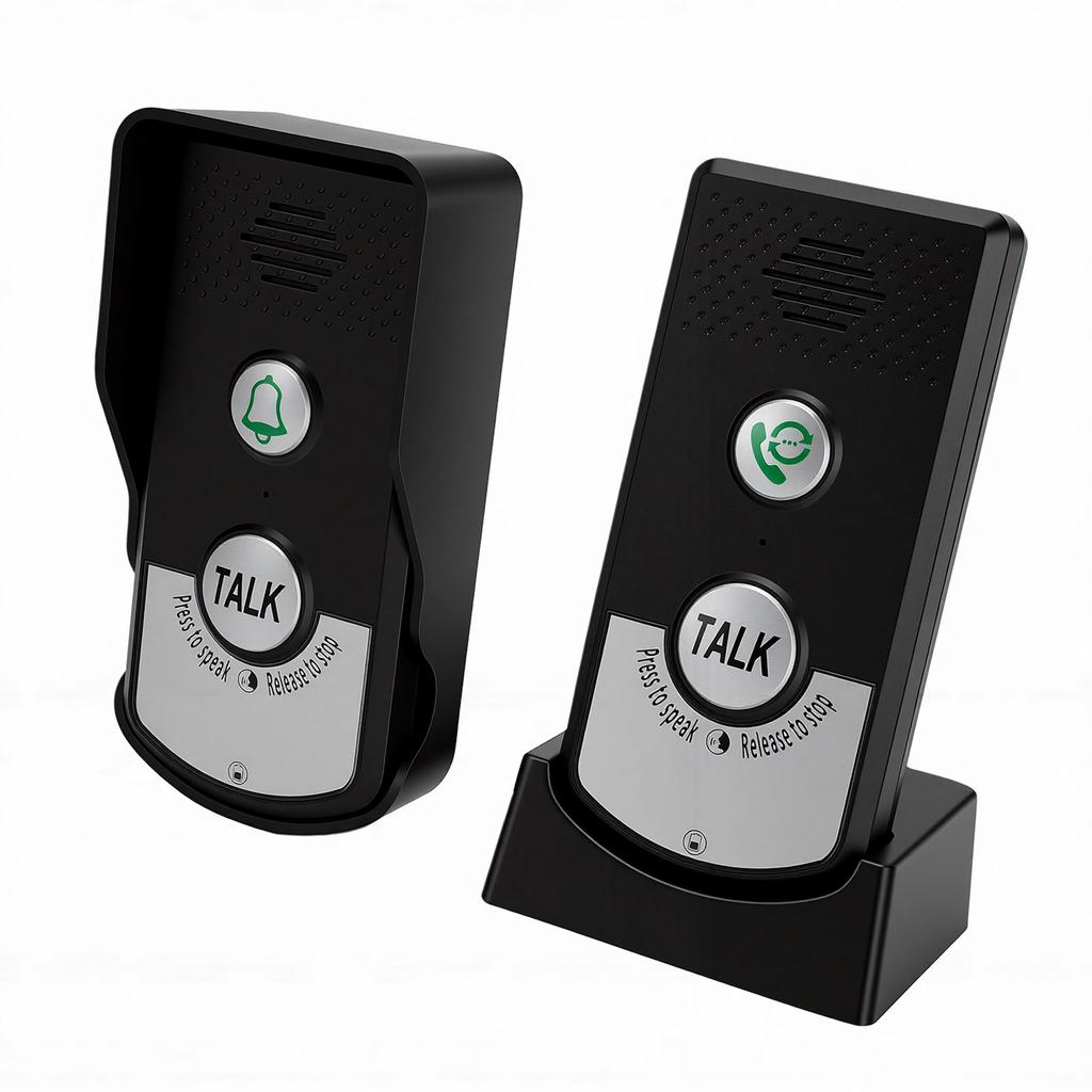 Wireless Doorbell Rechargeable Battery Operated 3280.8ft Range 2 Way Voice Intercom Doorbell for Home Hospital Black