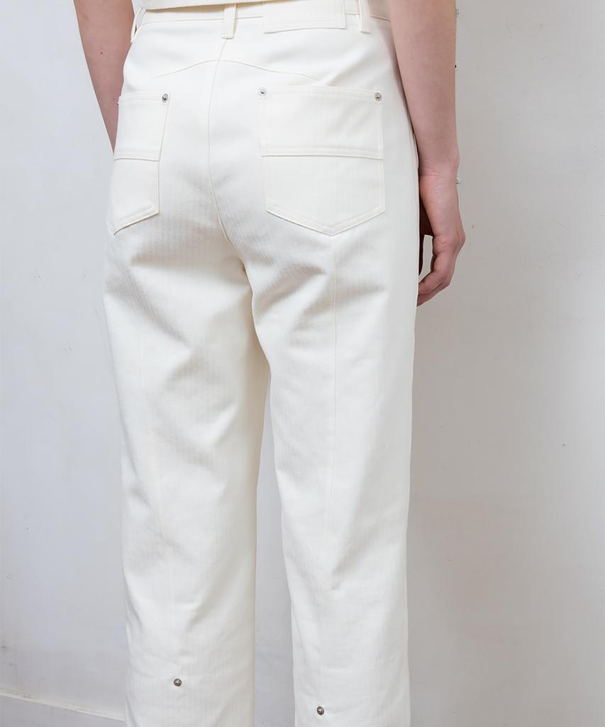 Pabeo Stripe Straight Pants (Cream)