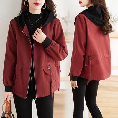 Women's Short Coat Denim Spring and Autumn New European Fashion Trend Jacket Top Hooded Windbreaker Trend