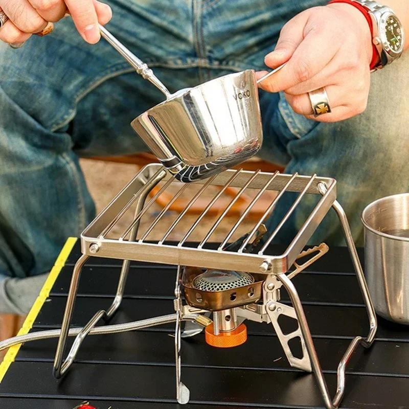 Outdoor Stainless Steel Stove Holder Camping Portable Folding Mini Barbecue Rack Pot Holder Baking Tray Holder