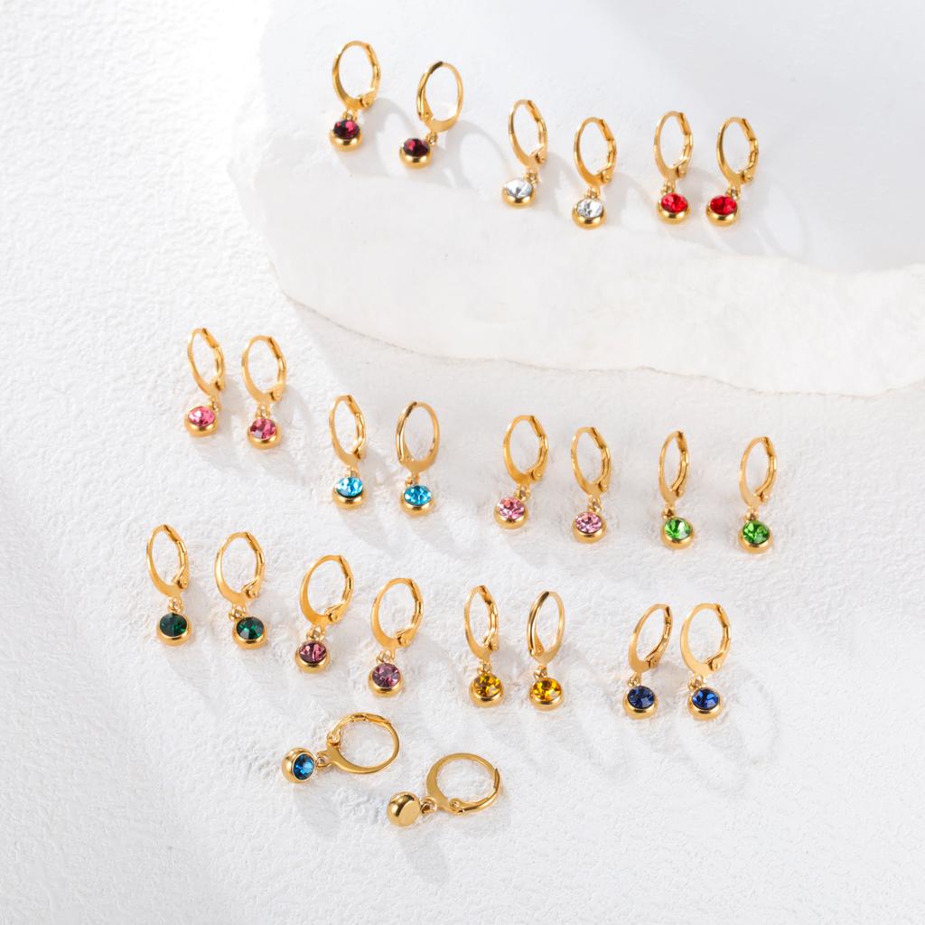 Birthstone Earrings Hoop Earrings Girl Women Stainless Steel Jewelry Family Friend Birthday Valentine's Day Gifts 2025 Trend
