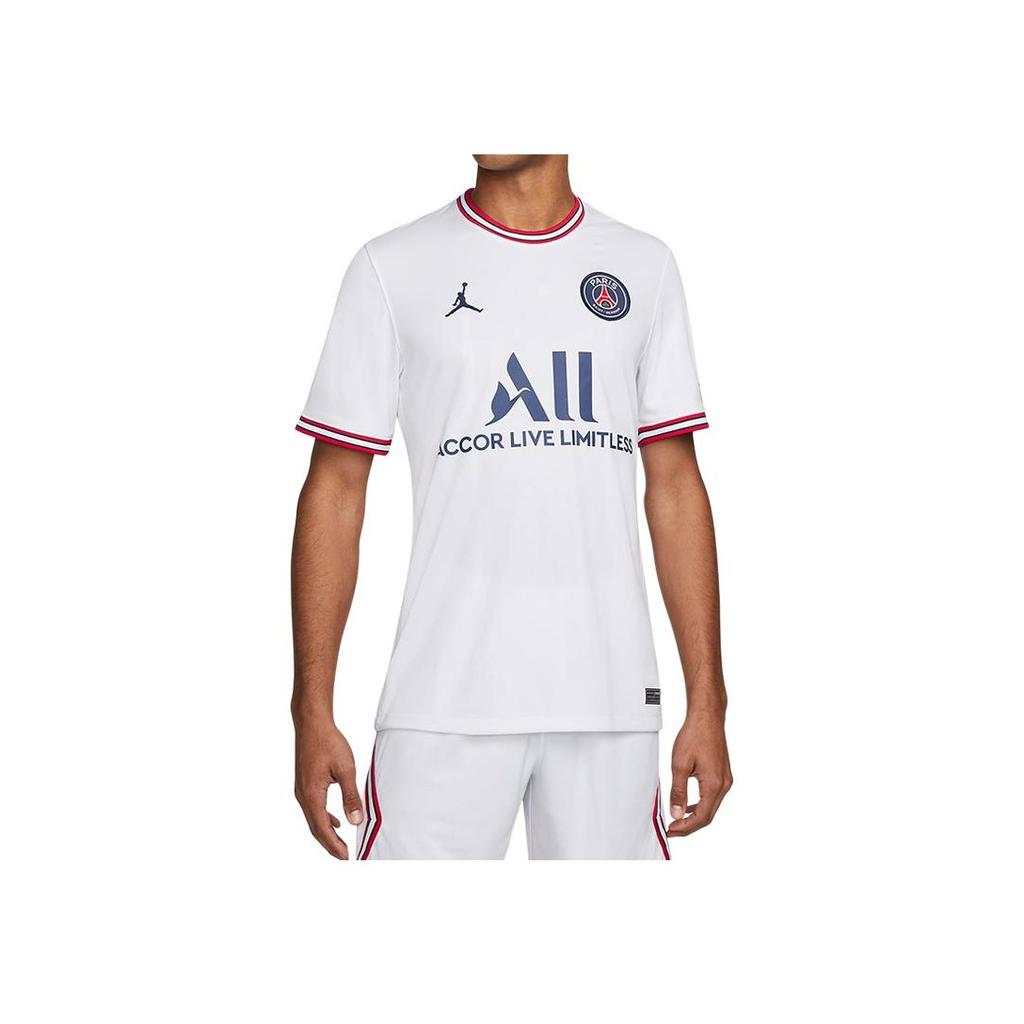 Jordan PSG Fan Edition 21-22 Saison Kurzarm Viertes Auswärtstrikot Herren Tops Weiß DH7471-101