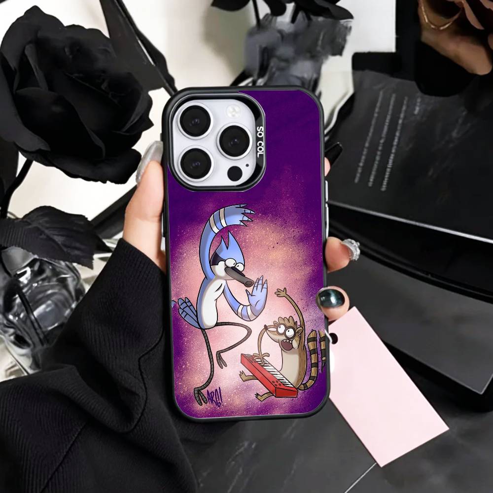 Lazy M-Mates M-Mordecai and R-Rigby   Phone Case For iPhone17,16,15,14,13,12,11 Plus,Pro Max Colored Silver Plated Inside Cover