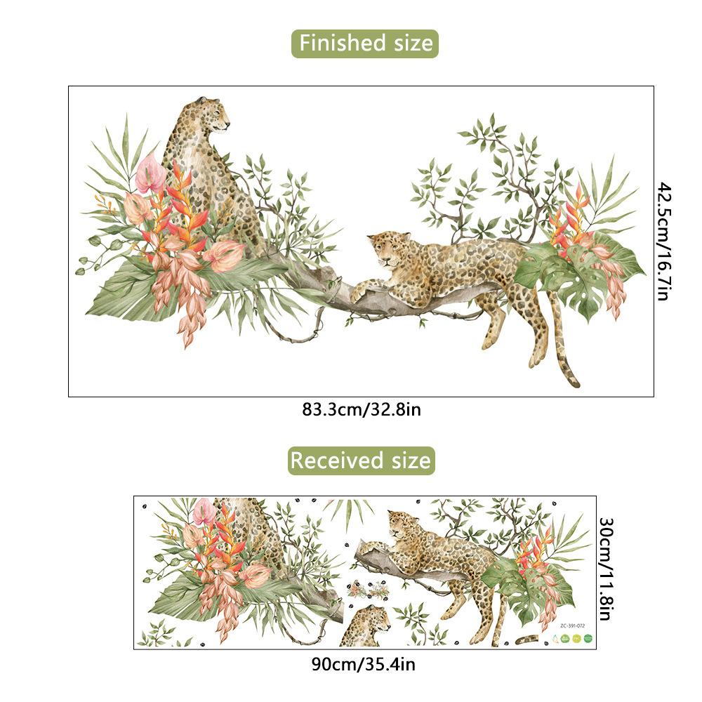 

Watercolor Style Branches Leopard Wall Stickers Waterproof Living Room Bedroom Animal Children s Room Decoration Creative Design