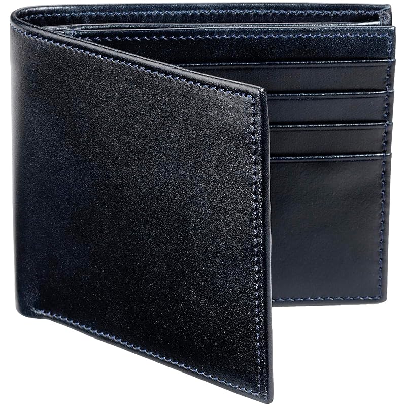 

[Balmore] bifold wallet [Posted on Tokoro George s Setagaya base] men s italian leather large capacity (Navy outlet)