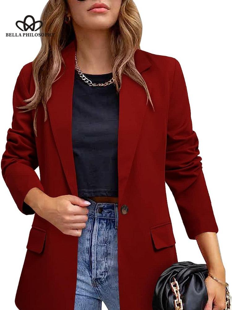 Płaszcz damski Nowa wiosna jesień Elegancki wypoczynek Solidna marynarka z długim rękawem Moda Luksusowa, luźna odzież damska