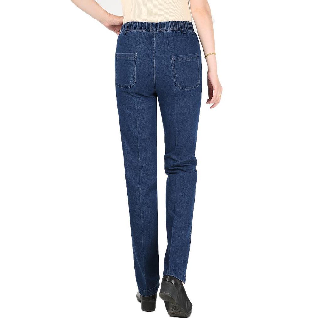 Spring 2025 Women's Plus Size Stretch Denim Jeans: Loose Fit, Middle-Aged Skinny Style
