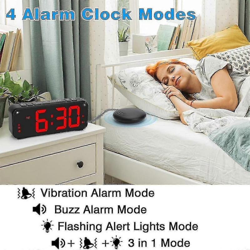 Sveglia Rumorosa per Dormitori Profondi Adulti, Sveglia Doppia con Vibratore da Letto, per Camere da Letto, Grande 6,5 Pollici - JA