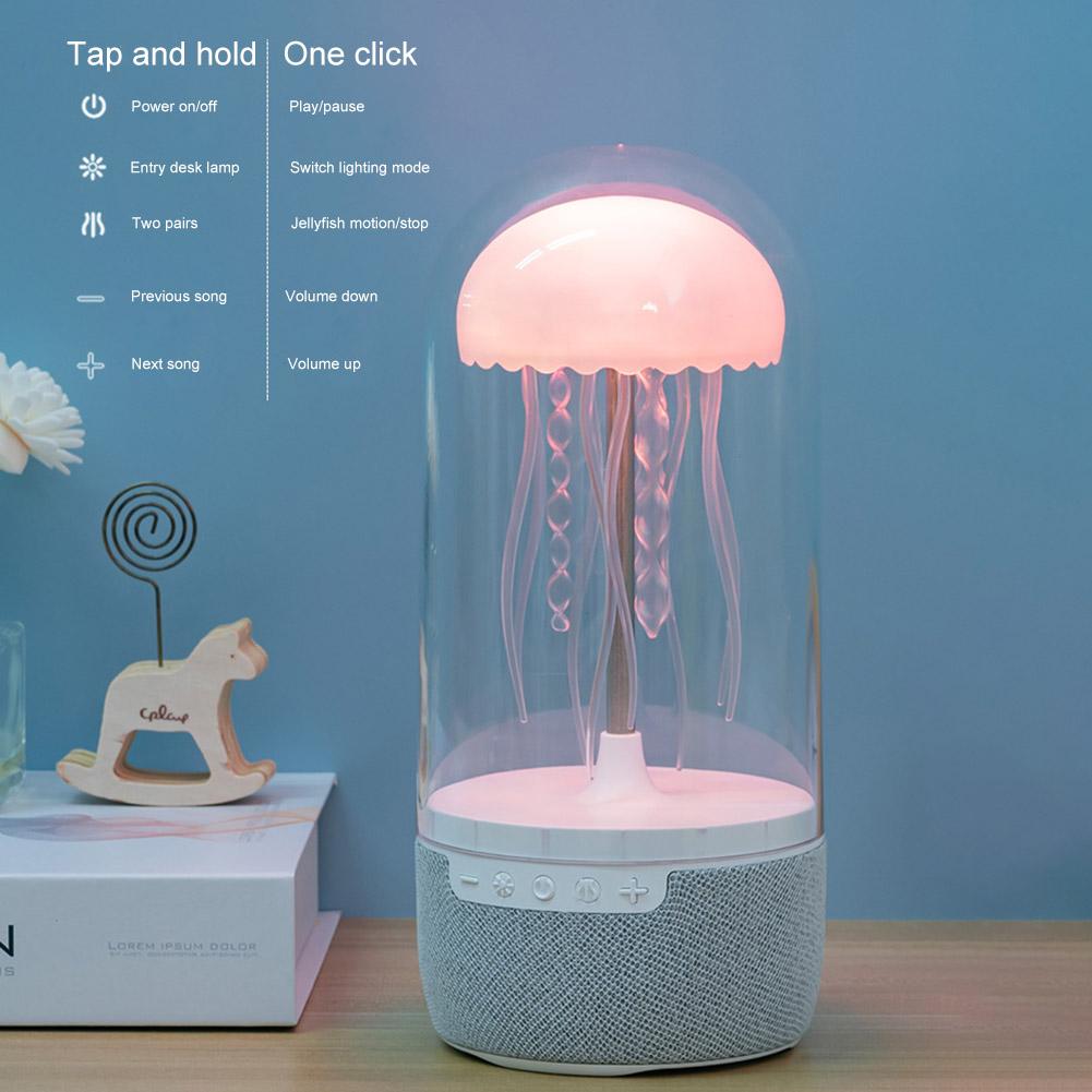 Creative Colorful Jellyfish Lamp Bluetooth-Compatible Speaker HiFi Stereo LED Jellyfish Light 1800mAh Floating Jellyfish Speaker