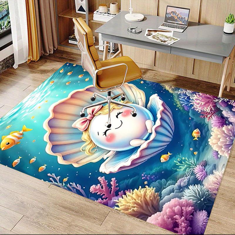 1PC shell ocean Extra Large Non Slip Floor carpet, Office, family, bedroom, Studio Large Area Rug Indoor Rugs, Vibrant Colors