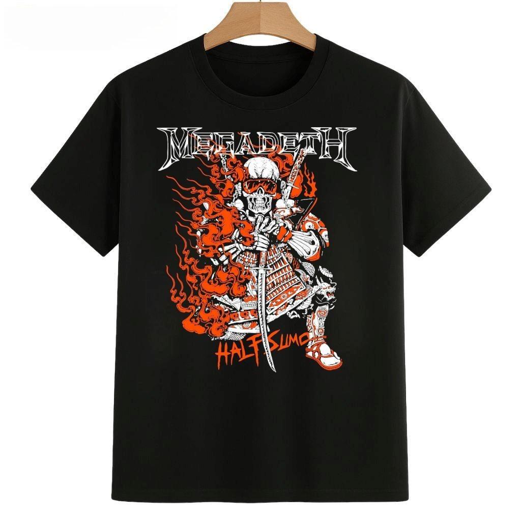 Rock Band Megadeth Farewell Fire Tour Graphic 100Cotton Unisex Shirt 2026 Summer New Unisexs Fashion Short Sleeve Tshirt Fan Gift M