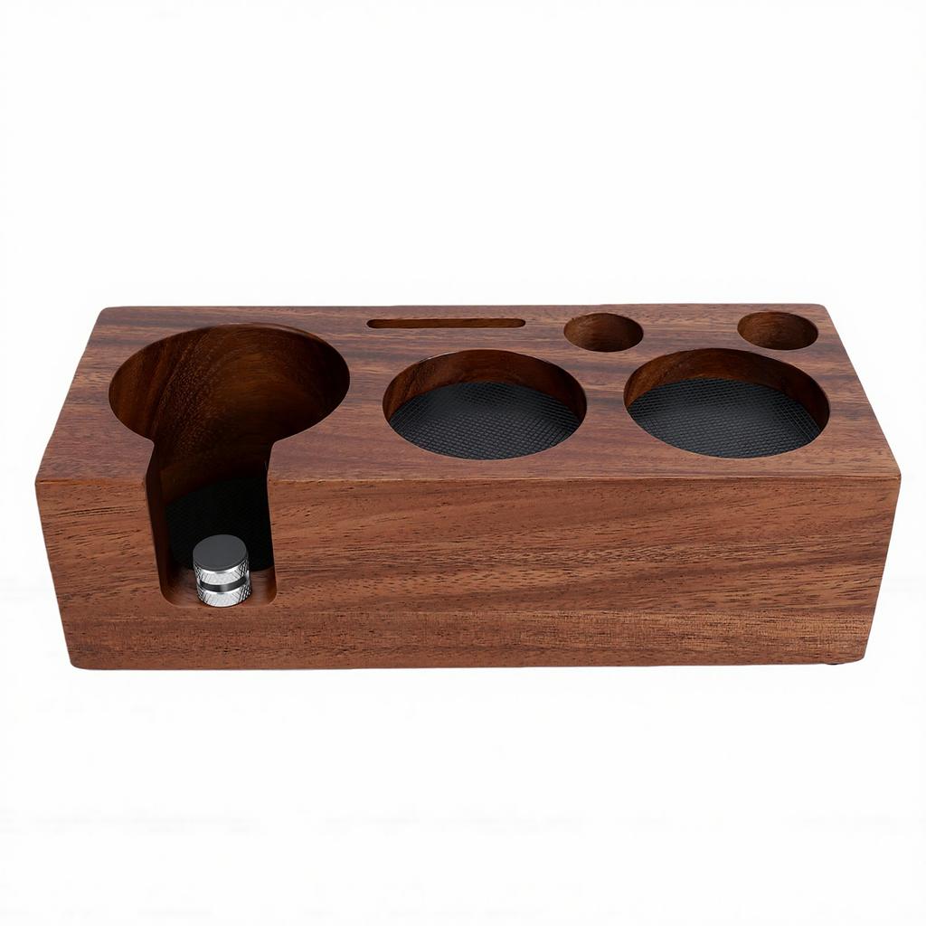 Coffee Tamping Station Wood Tamper Storage Holder Stand for 51mm 53mm Portafilter Tamper Distributor Home Cafe
