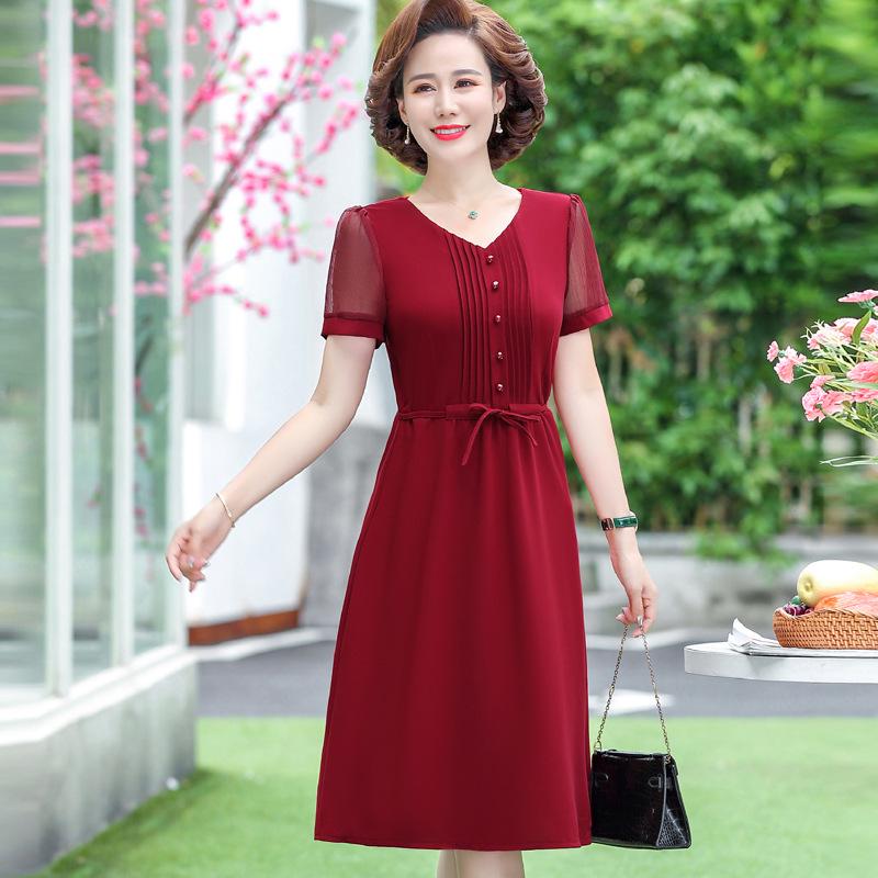 Elegant Chiffon Summer Dress 2026: Short Sleeve Style for Women Aged 40-50