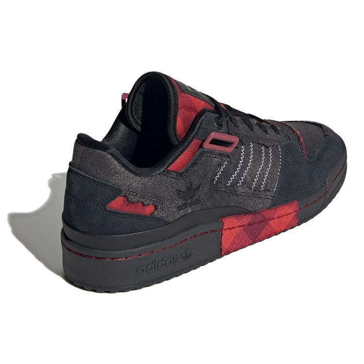 Adidas Originals Forum Exhibit Low Denim Leather Comfortable Low-Top Sneakers Unisex Sneakers Black Red HQ8417