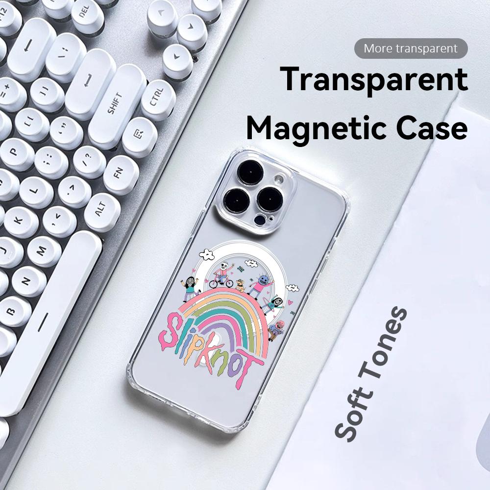 Funny Cartoon S-Slipknots Phone Case For iPhone 17 16 15 14 13 12 Pro Max Plus With Magnetic Crystal Clear Case Wireless Charge