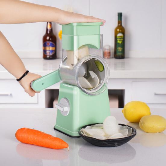 6-in-1 Rotary Vegetable Cutter Handheld Food Chopper with Stainless Steel Blades Kitchen Gadget for Grating Slicing Dicing