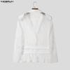 INCERUN Men Long Sleeve Splicing Lace See Through Mesh Sheer Suit Party Blazer