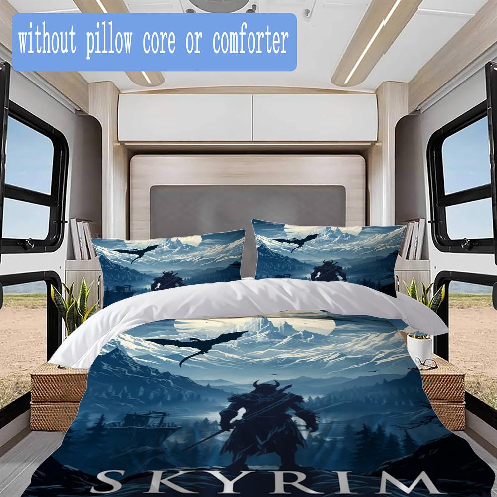 The Elder Scrolls Pattern Bedding,Quilt Set Quilt Cover Pillowcase Home Birthday Gift (1*duvet Cover+2*pillowcase,without core)XSJT0917462