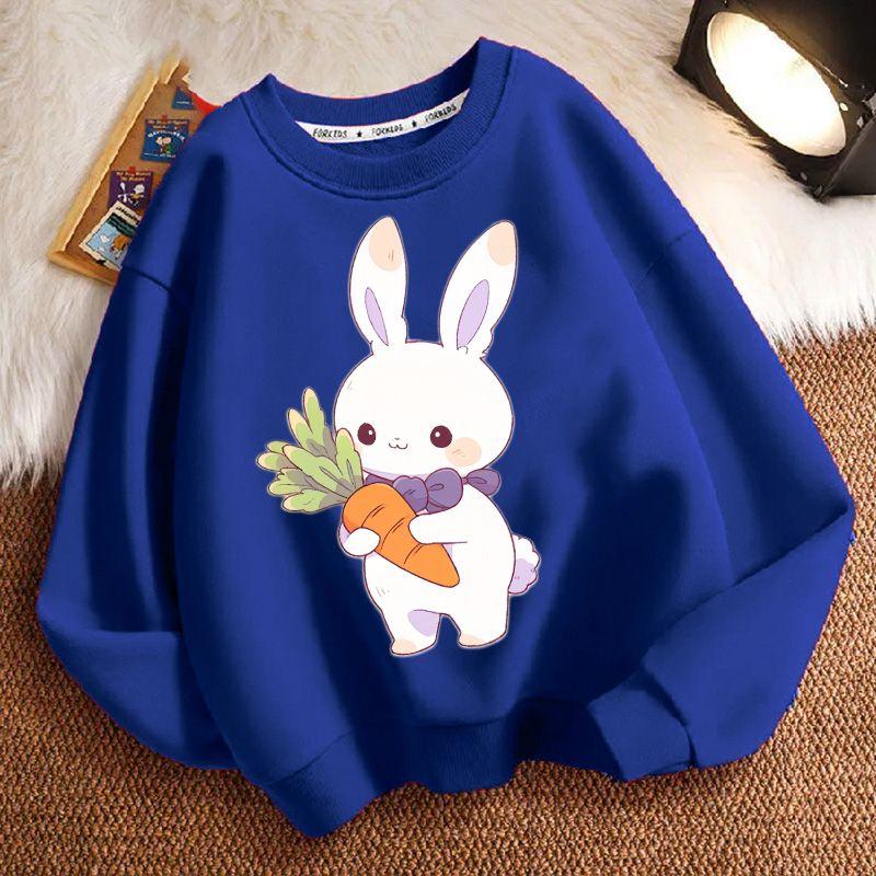 Niedlicher kleiner Hase Rundhals-Hoodie für Kinder, modisches langärmeliges Freizeit-Oberteil für Jungen und Mädchen im Frühling und Herbst