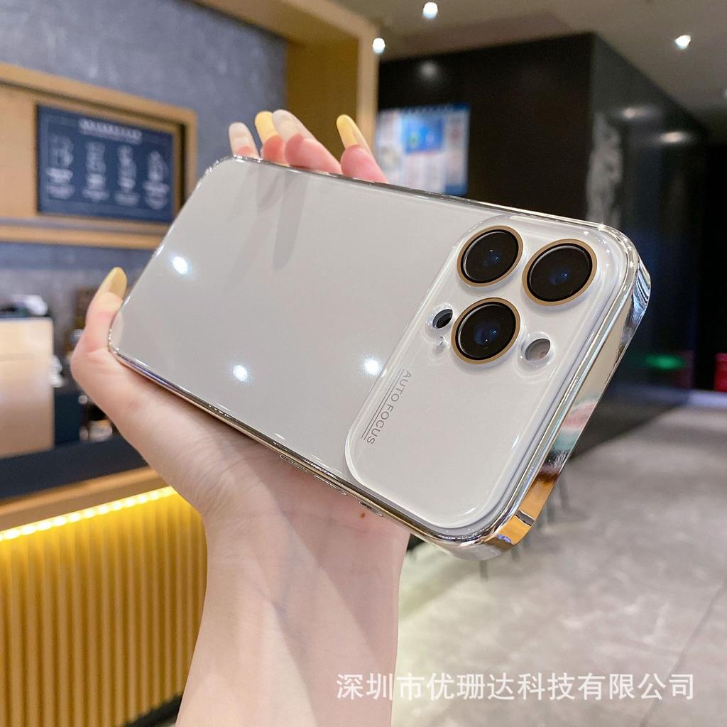 Applicable to iPhone11promax electroplated glass mobile phone case large window Apple 11 simple solid color all-inclusive sheath