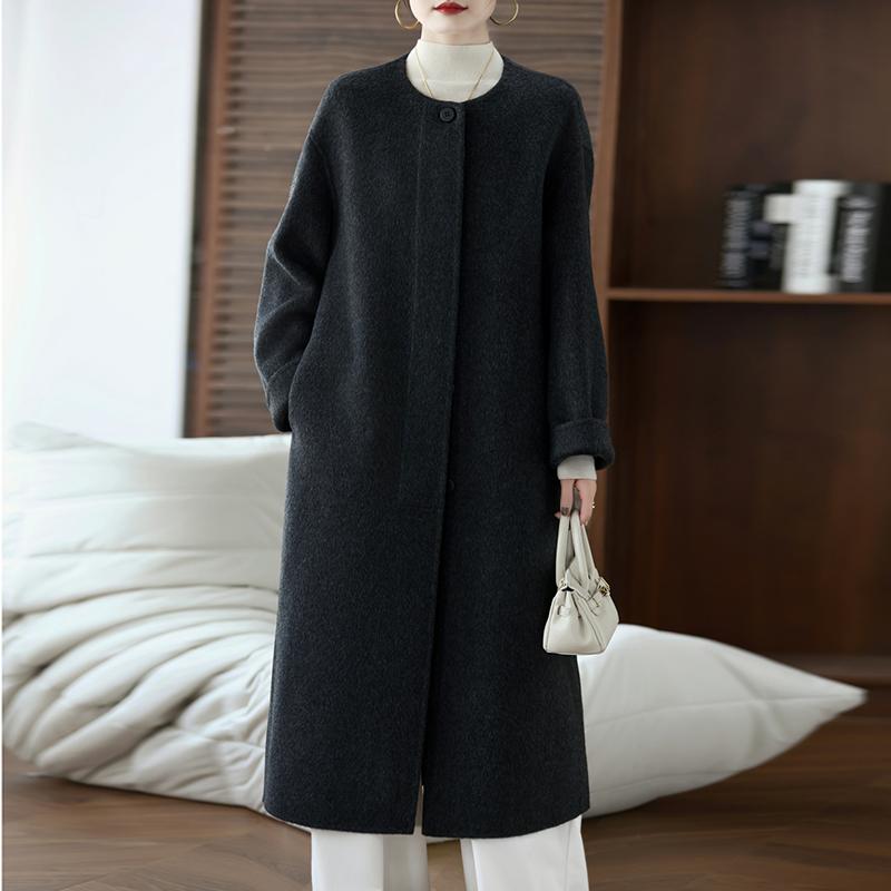 100% Wool Women Coat MODERN NEW SAGA Autumn Wool Long Coat Handmade Pea Coat Winter Warm Wool Long Jacket Overcoat