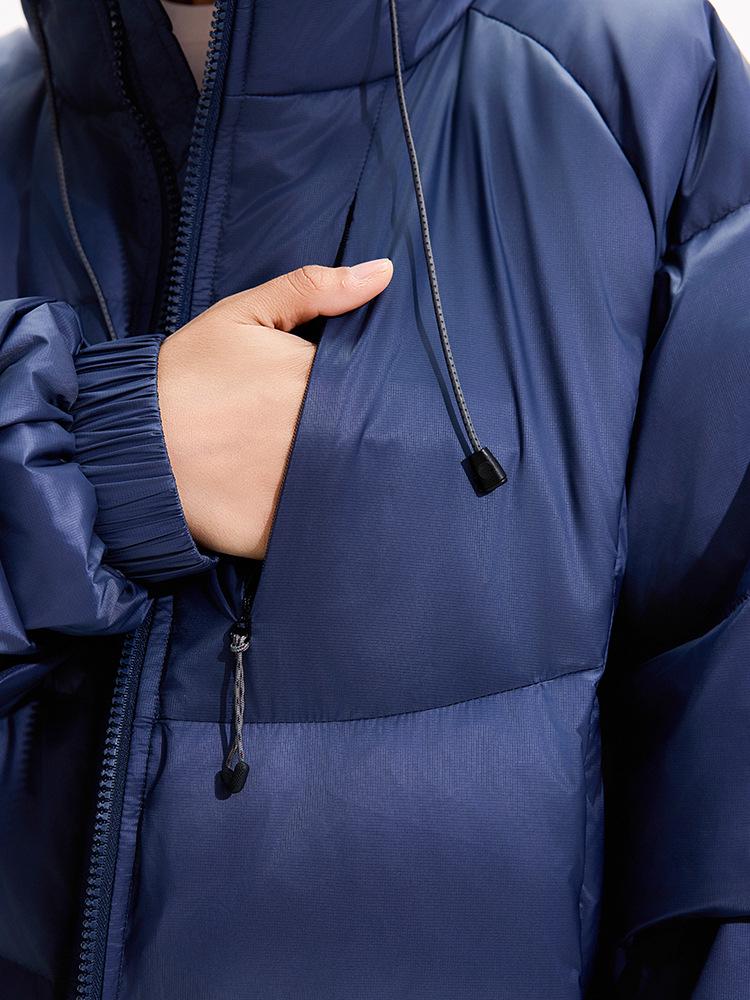 ACU Men's Japanese-Style Outdoor Windproof Down Jacket: Warm, Oversized, Hooded, Nylon, Solid Color.