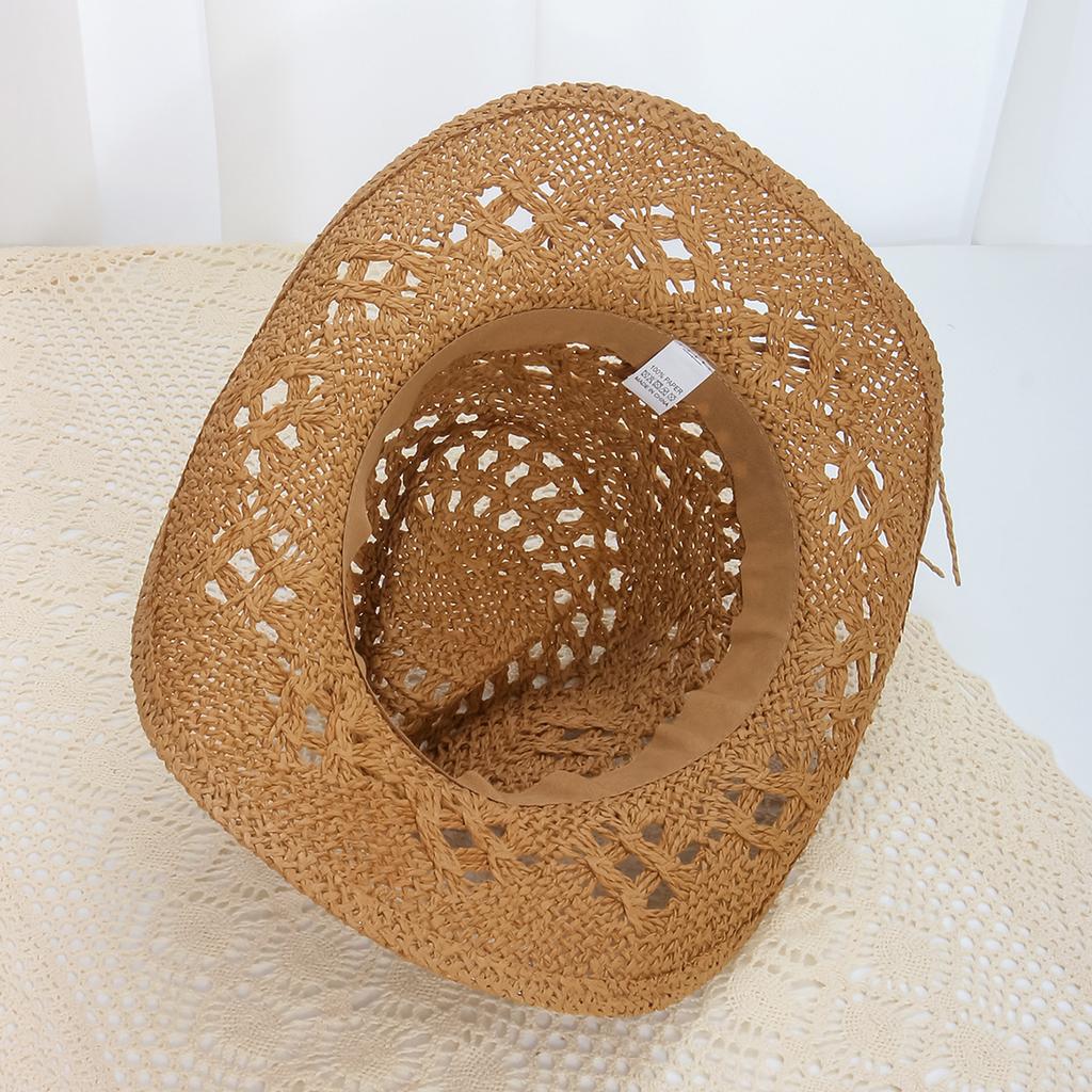 Summer Woven Denim Hat Outdoor Sun Shading and Sun Protection Straw Hat Women's Hollowed Out Large Eave Beach Hat