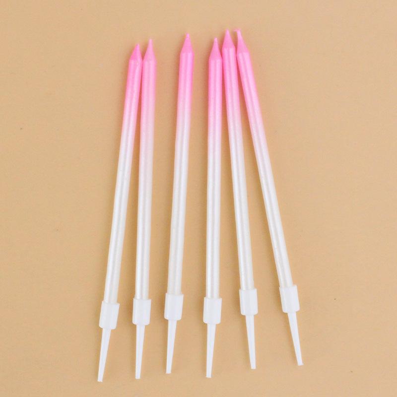 New Gradient Champagne Straight Candle Birthday Romantic Party Gradient Pink Blue Boxed Pencil Candle
